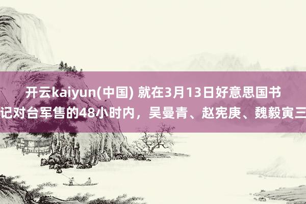 开云kaiyun(中国) 就在3月13日好意思国书记对台军售的48小时内，吴曼青、赵宪庚、魏毅寅三
