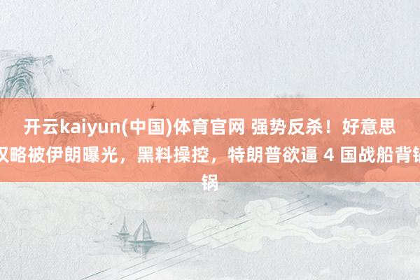 开云kaiyun(中国)体育官网 强势反杀！好意思权略被伊朗曝光，黑料操控，特朗普欲逼 4 国战船背锅