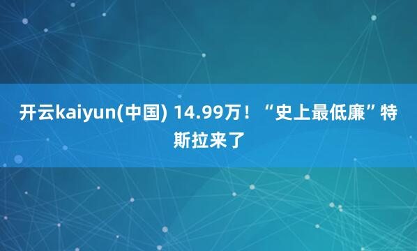 开云kaiyun(中国) 14.99万！“史上最低廉”特斯拉来了