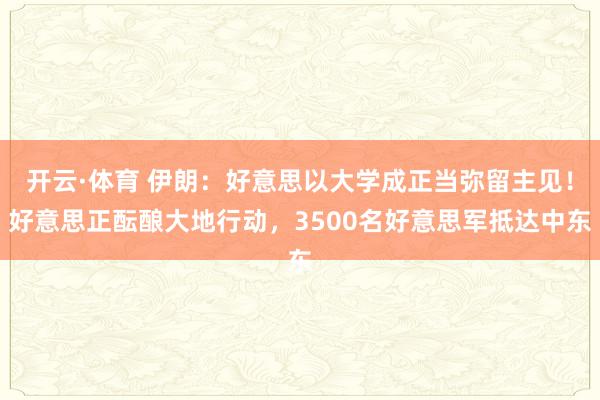 开云·体育 伊朗：好意思以大学成正当弥留主见！好意思正酝酿大地行动，3500名好意思军抵达中东