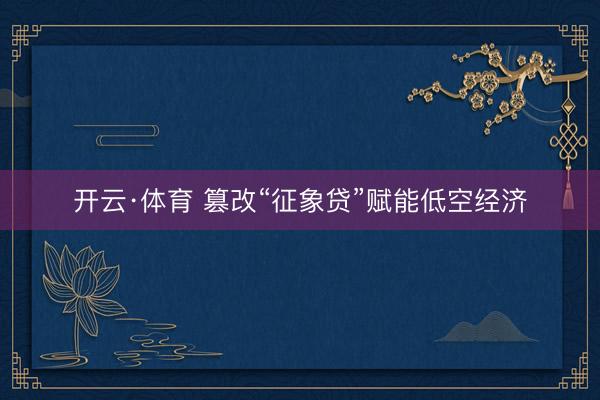 开云·体育 篡改“征象贷”赋能低空经济