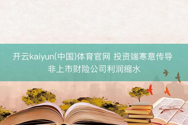开云kaiyun(中国)体育官网 投资端寒意传导 非上市财险公司利润缩水