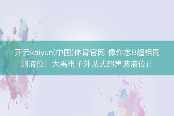 开云kaiyun(中国)体育官网 像作念B超相同测液位！大禹电子外贴式超声波液位计