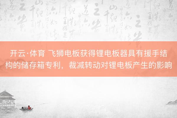 开云·体育 飞狮电板获得锂电板器具有援手结构的储存箱专利，裁减转动对锂电板产生的影响